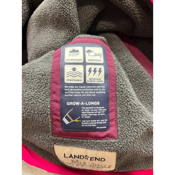Lands End Kids L 14 Purple & Pink Waterproof Windproof Squall Parka Jacket Nylon - Picture 10 of 14